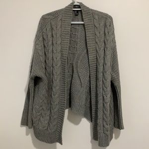 Grey Cable Knit Cardigan